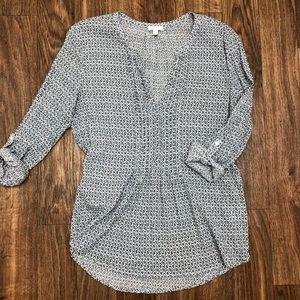 Soft : Joie top, size L. Navy/wht. 100% cotton